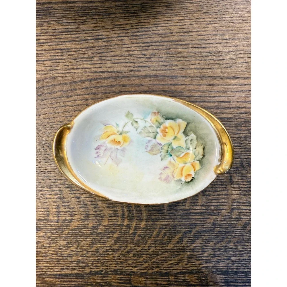 Antique Hand-Painted Porcelain Bowl Trio: B.H. Heinard Floral‎ & Strawberry Set